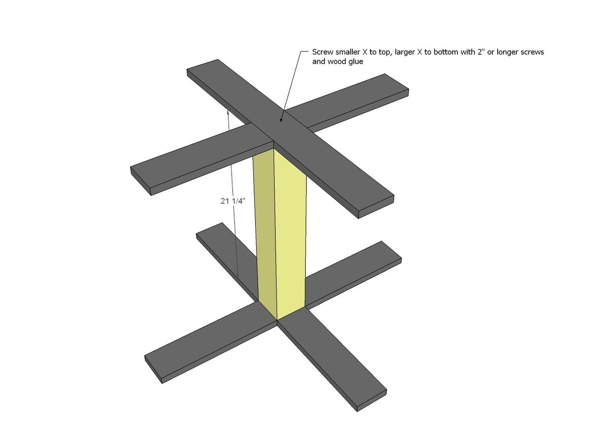 4x4 X Base Pedestal Dining Table with Planked Wood Top — step 2
