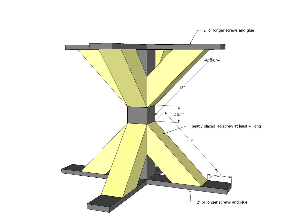 4x4 X Base Pedestal Dining Table with Planked Wood Top — step 3