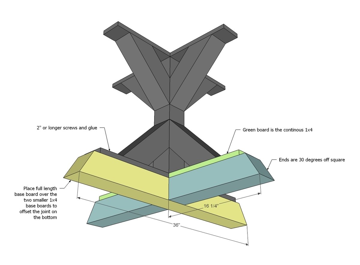 4x4 X Base Pedestal Dining Table with Planked Wood Top — step 4