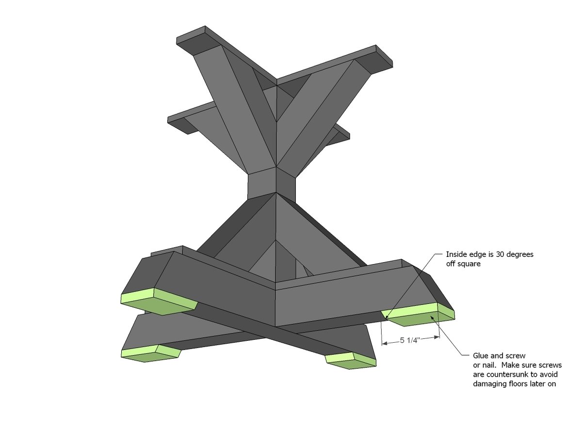 4x4 X Base Pedestal Dining Table with Planked Wood Top — step 5