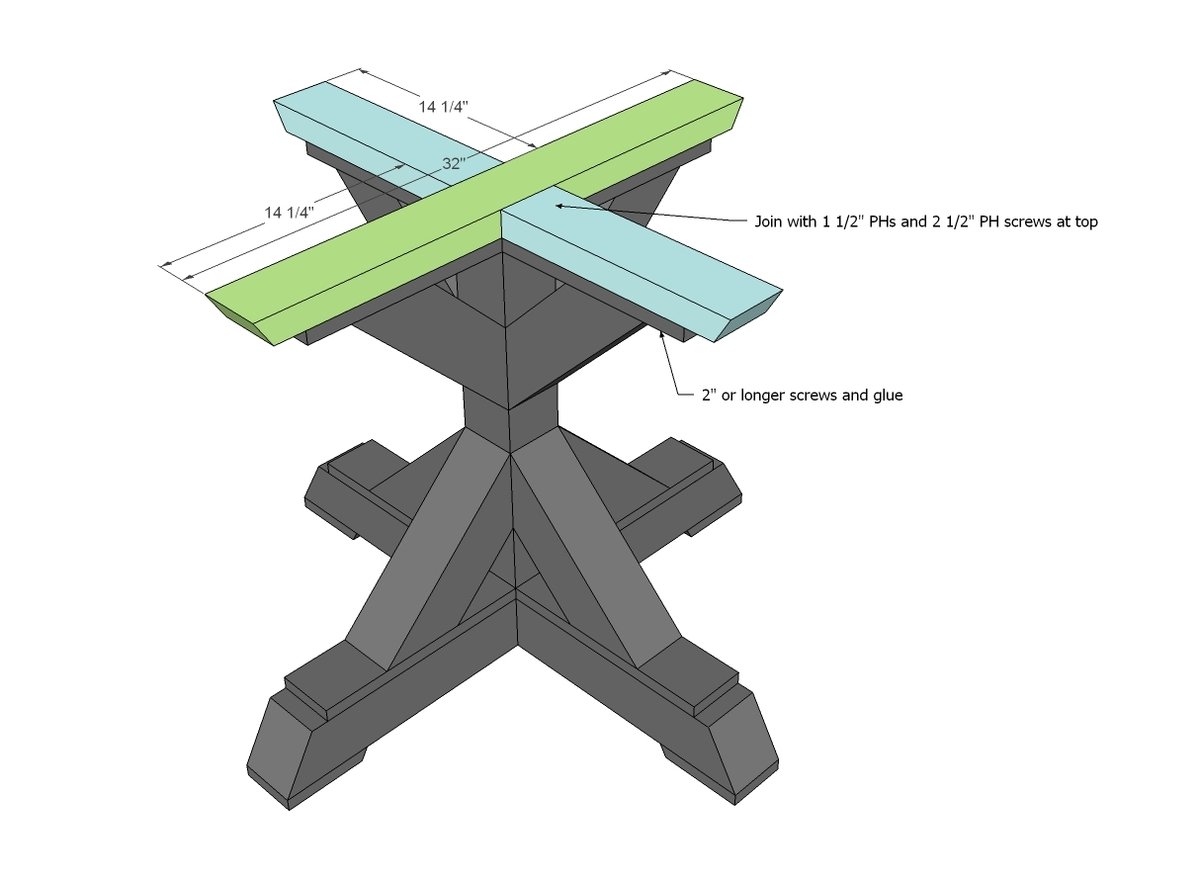 4x4 X Base Pedestal Dining Table with Planked Wood Top — step 6
