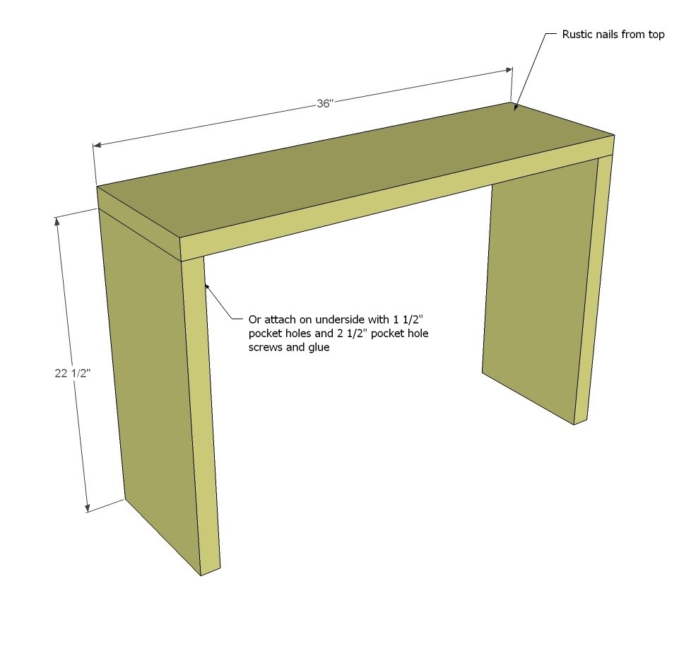 5 Board Cross Brace Console or Side Table — step 1