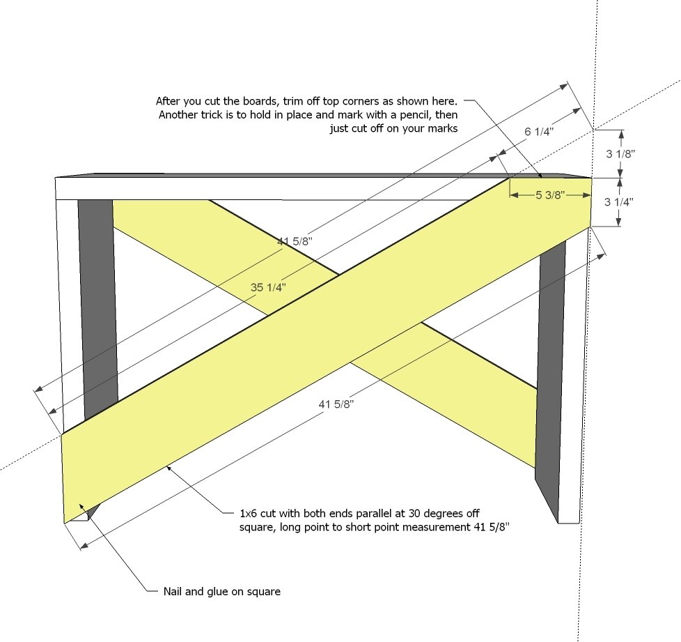 5 Board Cross Brace Console or Side Table — step 2