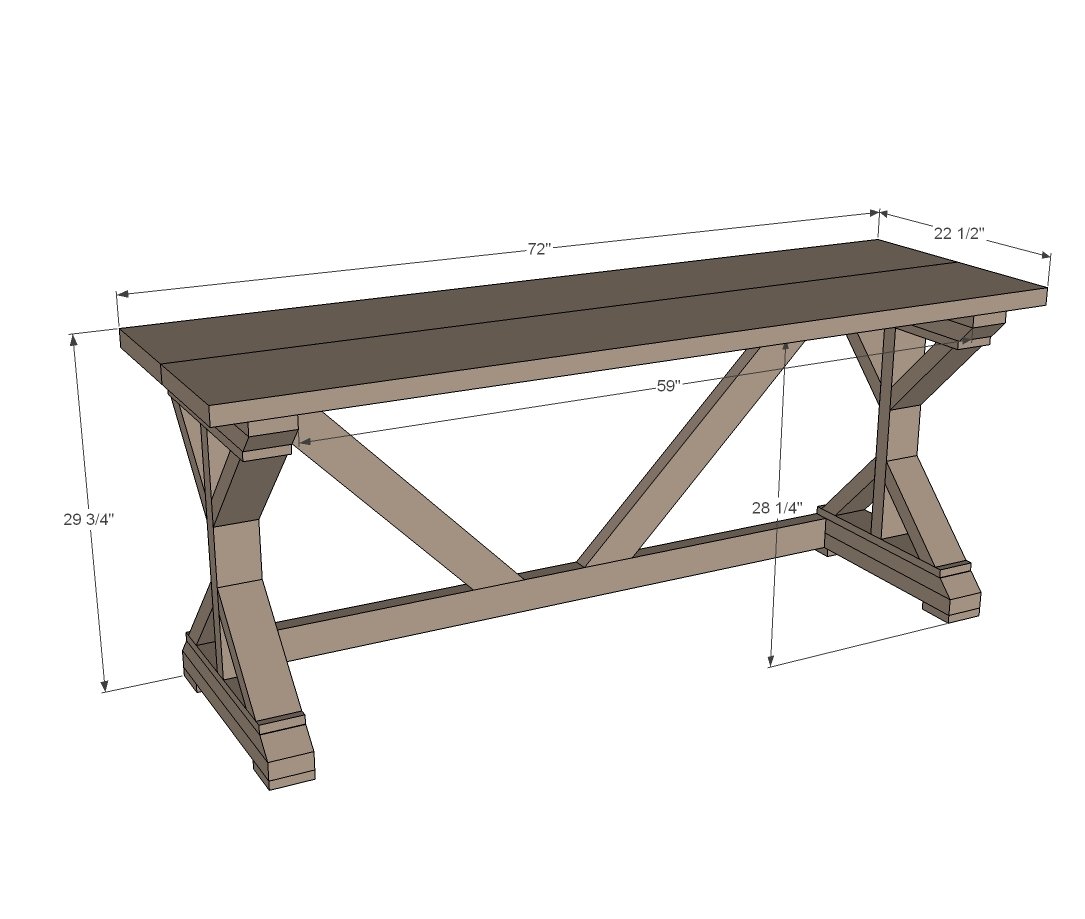 $55 Fancy X Desk dimension diagram 1