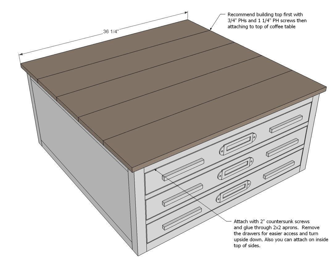 6 Drawer Library Coffee Table — step 7