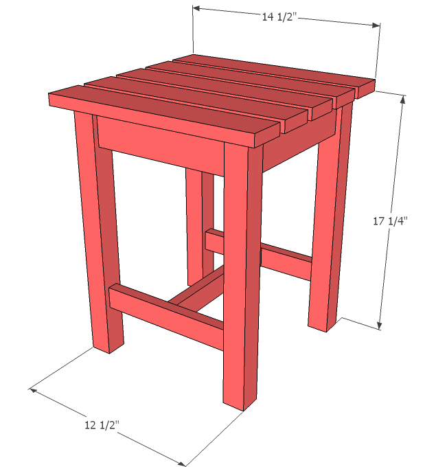 Adirondack Stool or End Table dimension diagram 1