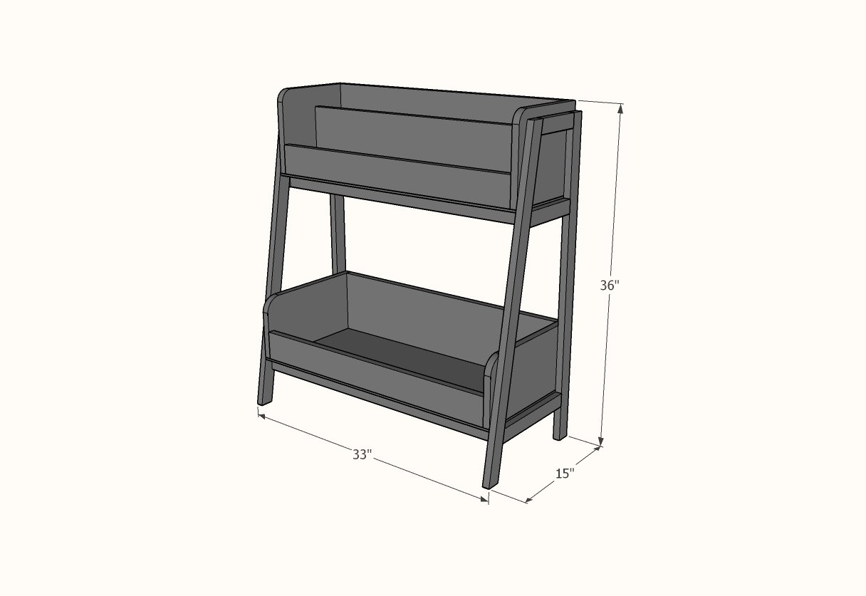 Angled Bookrack and Toybin dimension diagram 1