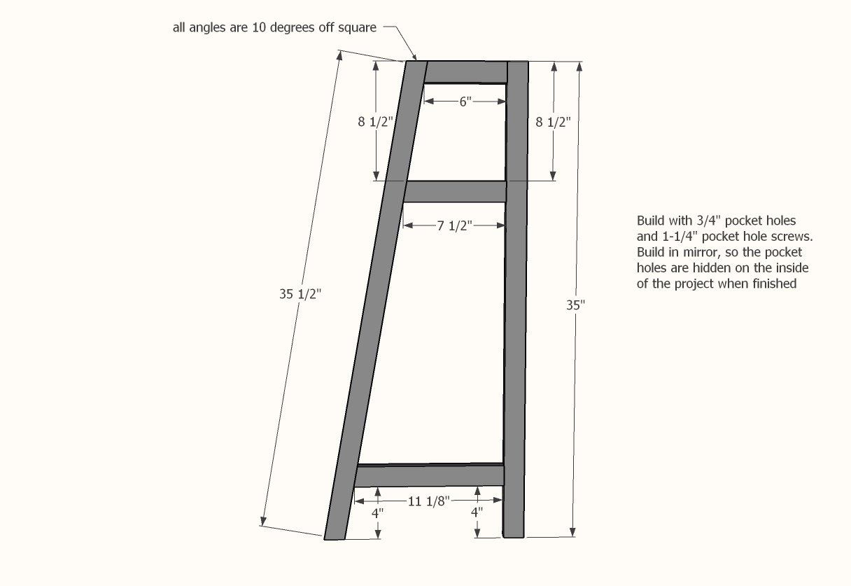 Angled Bookrack and Toybin — step 1