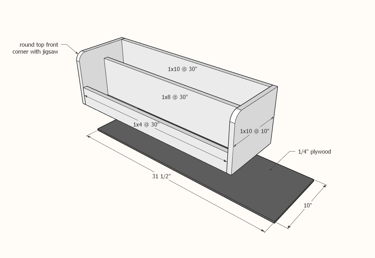 Angled Bookrack and Toybin — step 3