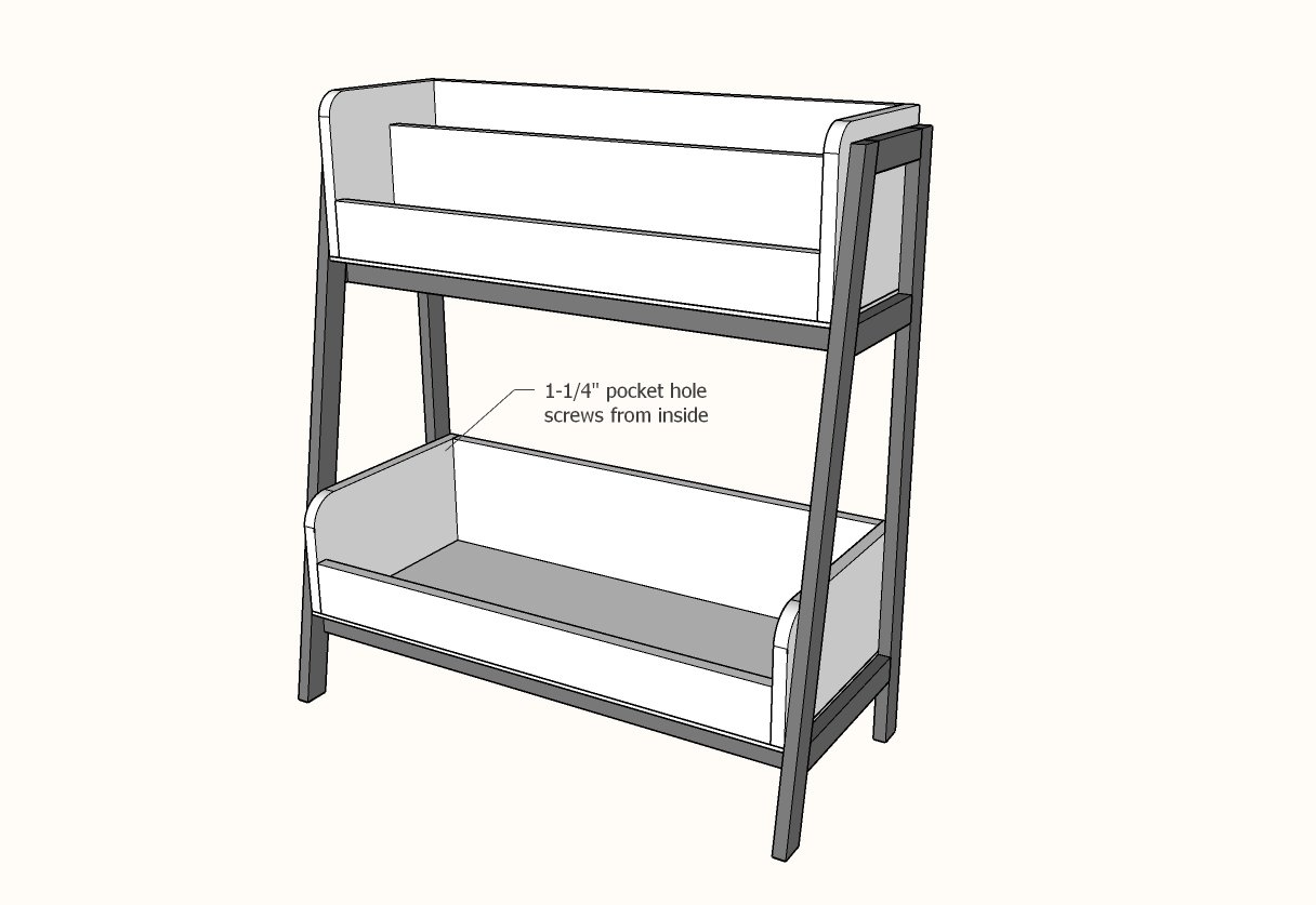 Angled Bookrack and Toybin — step 5