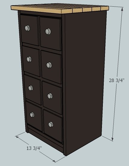 Apothecary End Table-Cabinet dimension diagram 1