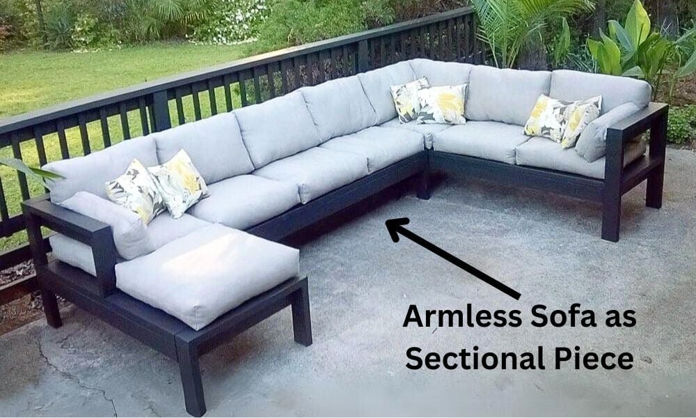 Armless 2x4 Outdoor Sofa Sectional Piece