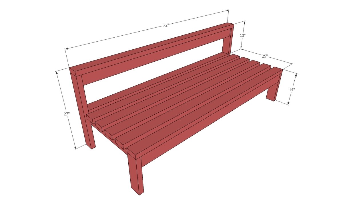 Armless 2x4 Outdoor Sofa Sectional Piece dimension diagram 1
