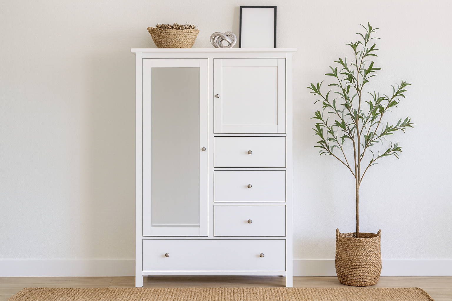 Armoire with Drawers and Mirrored Door