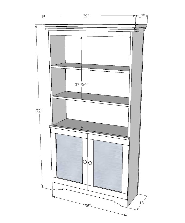 Armoire with Open Shelves and Magnetic Doors dimension diagram 1