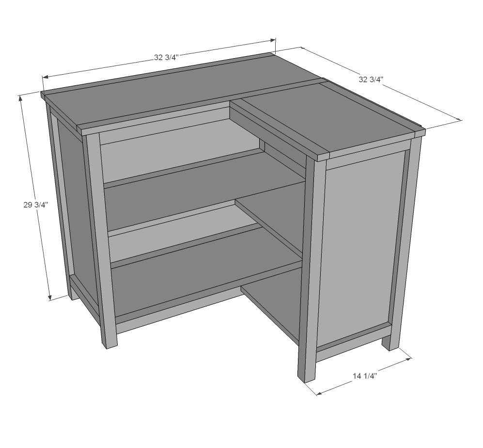 Around the Corner Bookshelf dimension diagram 1