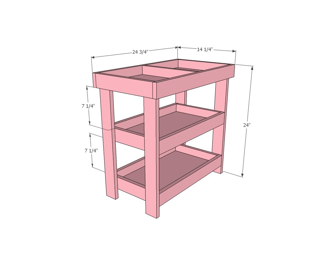 Art Storage Shelf with Caddies dimension diagram 1