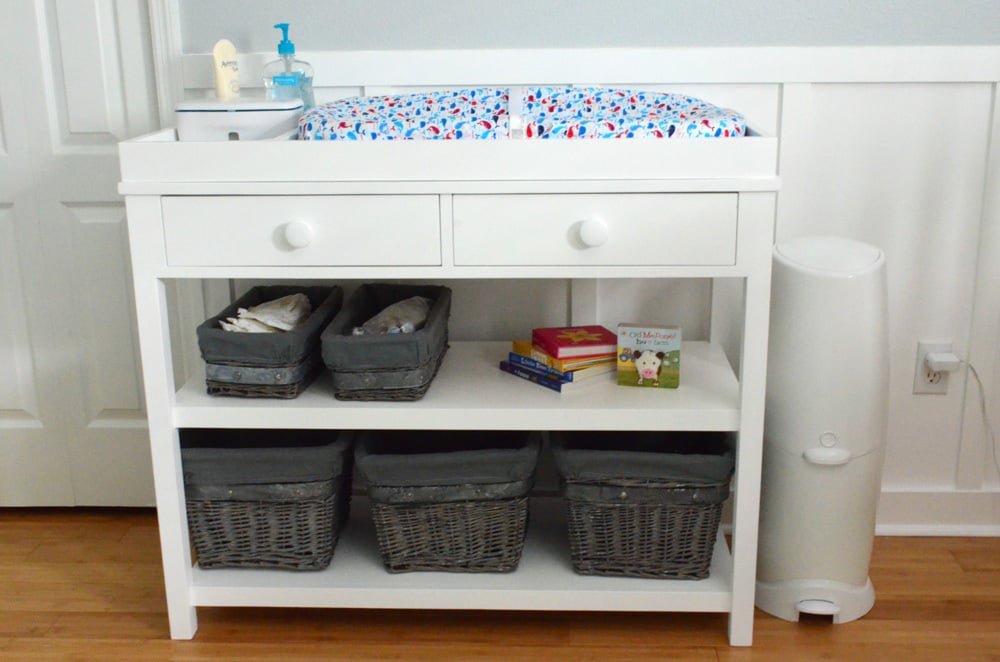 Baby Changing Table with Drawers and Topper