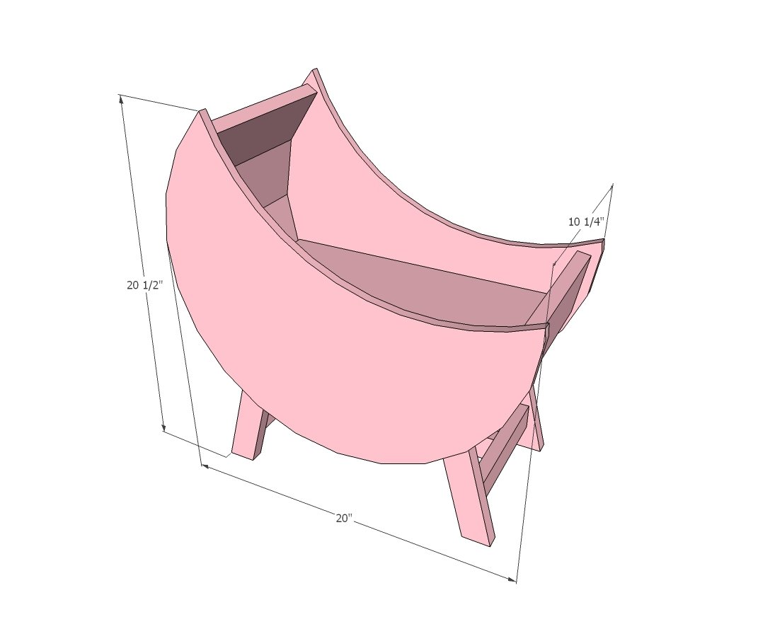 Baby Doll Furniture Moon Bassinet dimension diagram 1