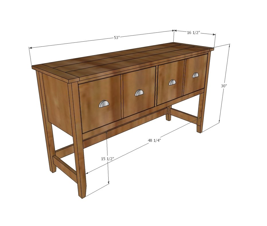 Bailey Console Table with Doors dimension diagram 1