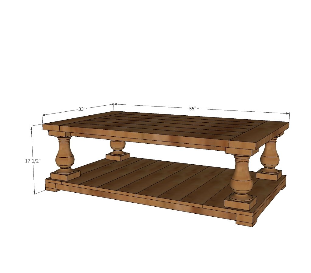 Balustrade Coffee Table dimension diagram 1