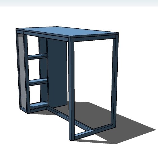 Bar Height Desk, Study Station, or Kitchen Island dimension diagram 1