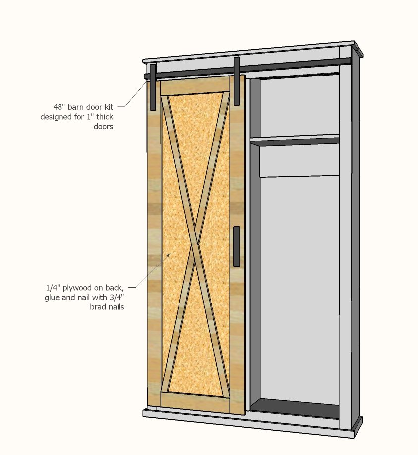Barn Door Cabinet with Hooks for Entryway — step 8
