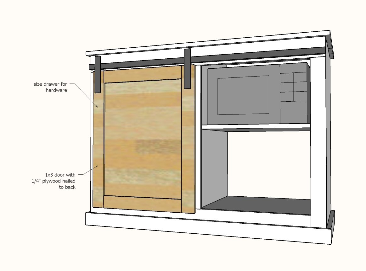 Barn Door Cabinet with Mini Fridge and Microwave — step 6