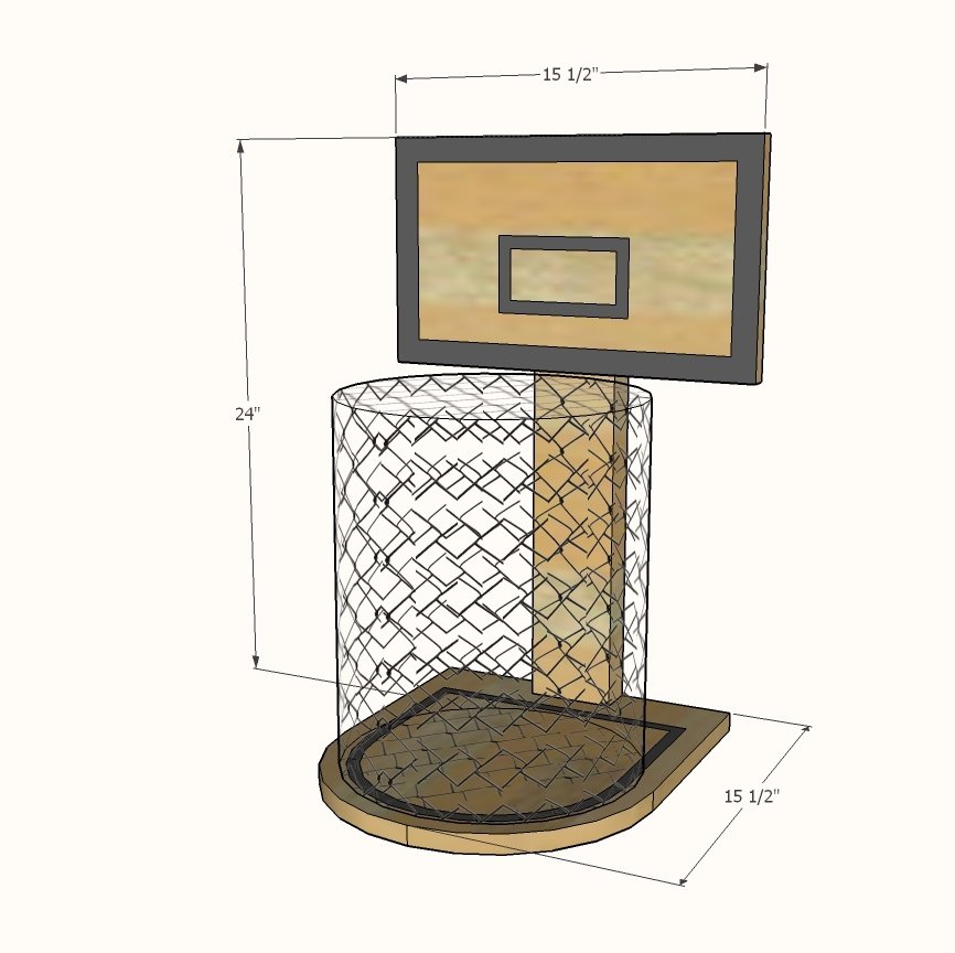 Basketball Hoop Trash Can dimension diagram 1