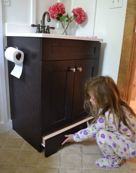 Bathroom Vanity with Built-In Step Stool