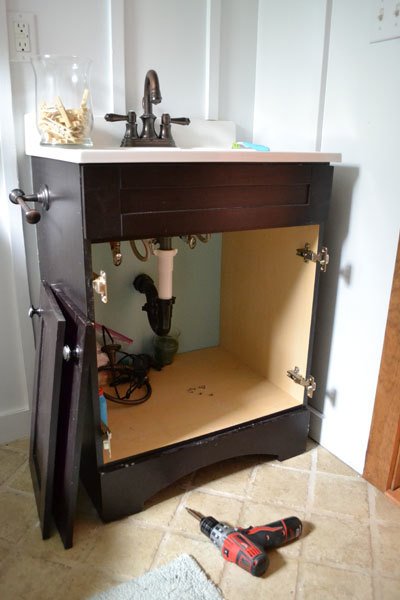 Bathroom Vanity with Built-In Step Stool — step 1
