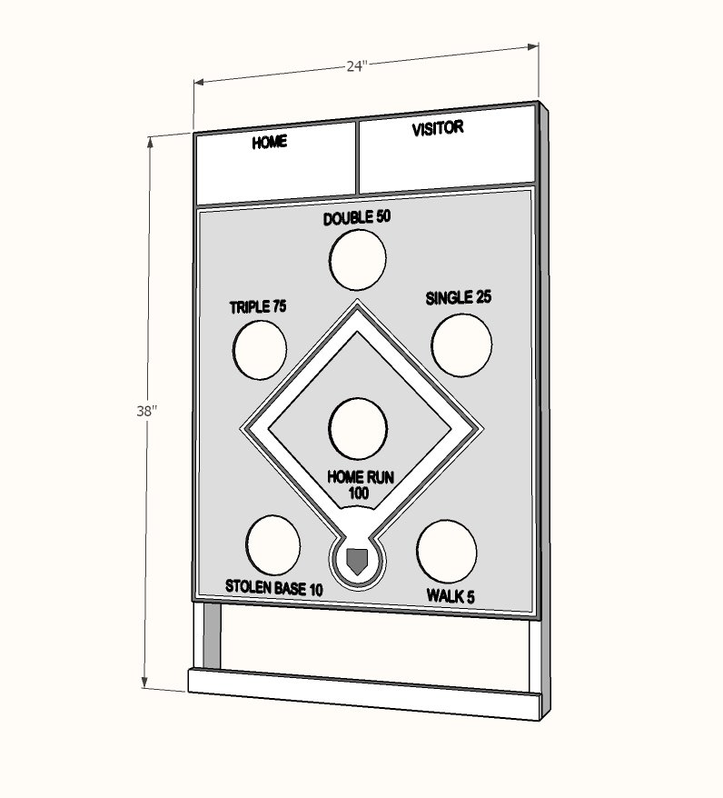 Bean Bag Toss Baseball Game dimension diagram 1