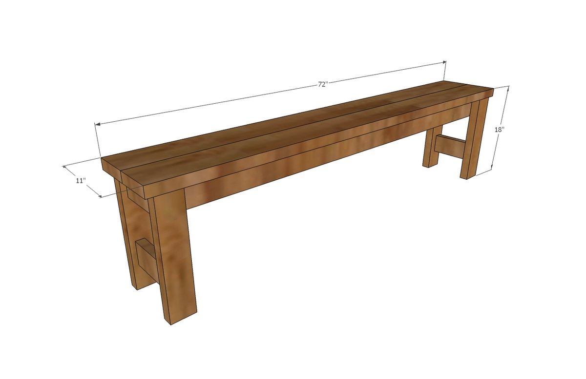 Beginner Farm Table Benches (2 Tools + $20 in Lumber) dimension diagram 1