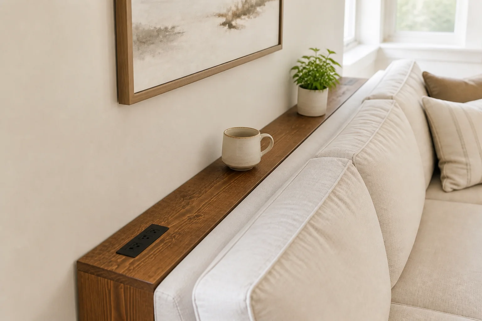 Behind Sofa Table with Charging Station