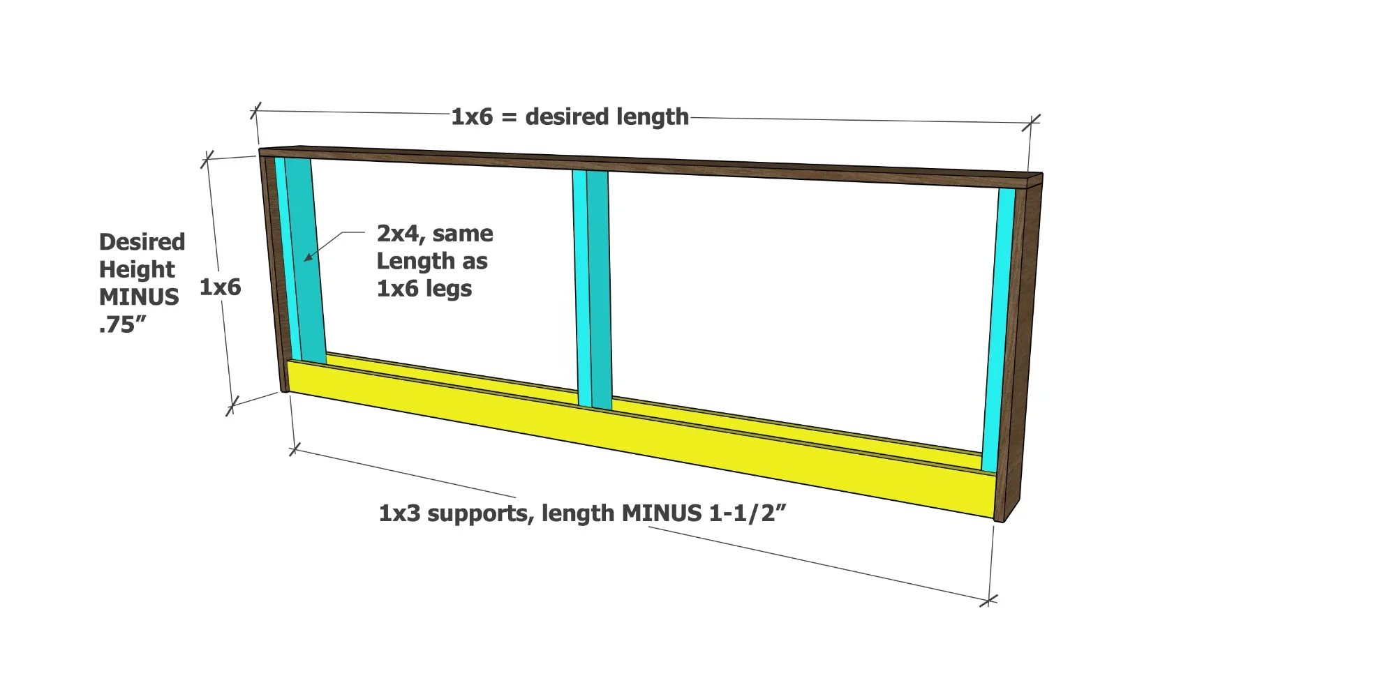 Behind Sofa Table with Charging Station dimension diagram 1
