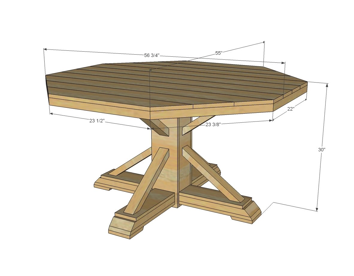 Benchmark Pedestal Base Round or Octagon Table dimension diagram 1