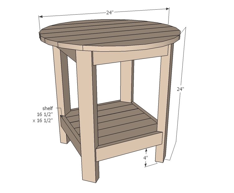 Benchright Round End Tables dimension diagram 1