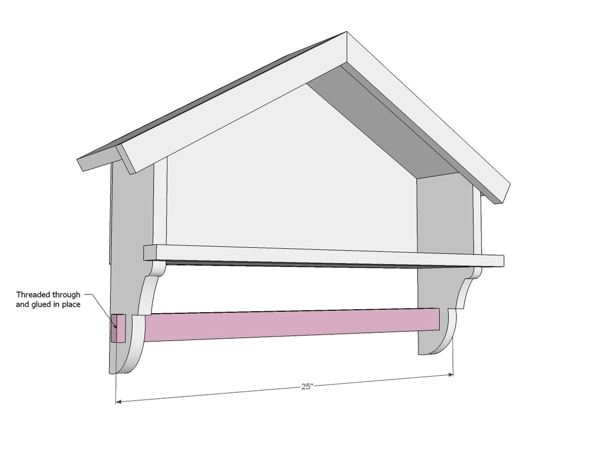 Birdhouse Bath Shelf with Towel Bar — step 7