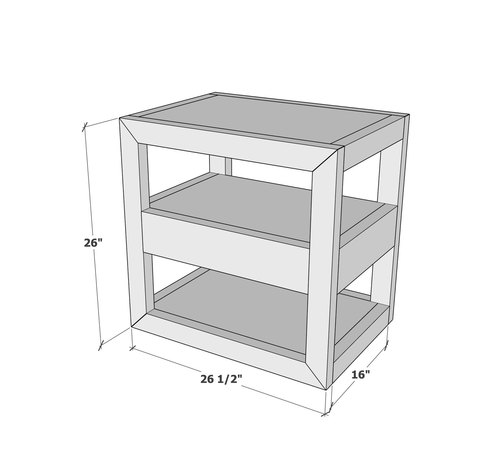 Bold Modern Nightstand dimension diagram 1