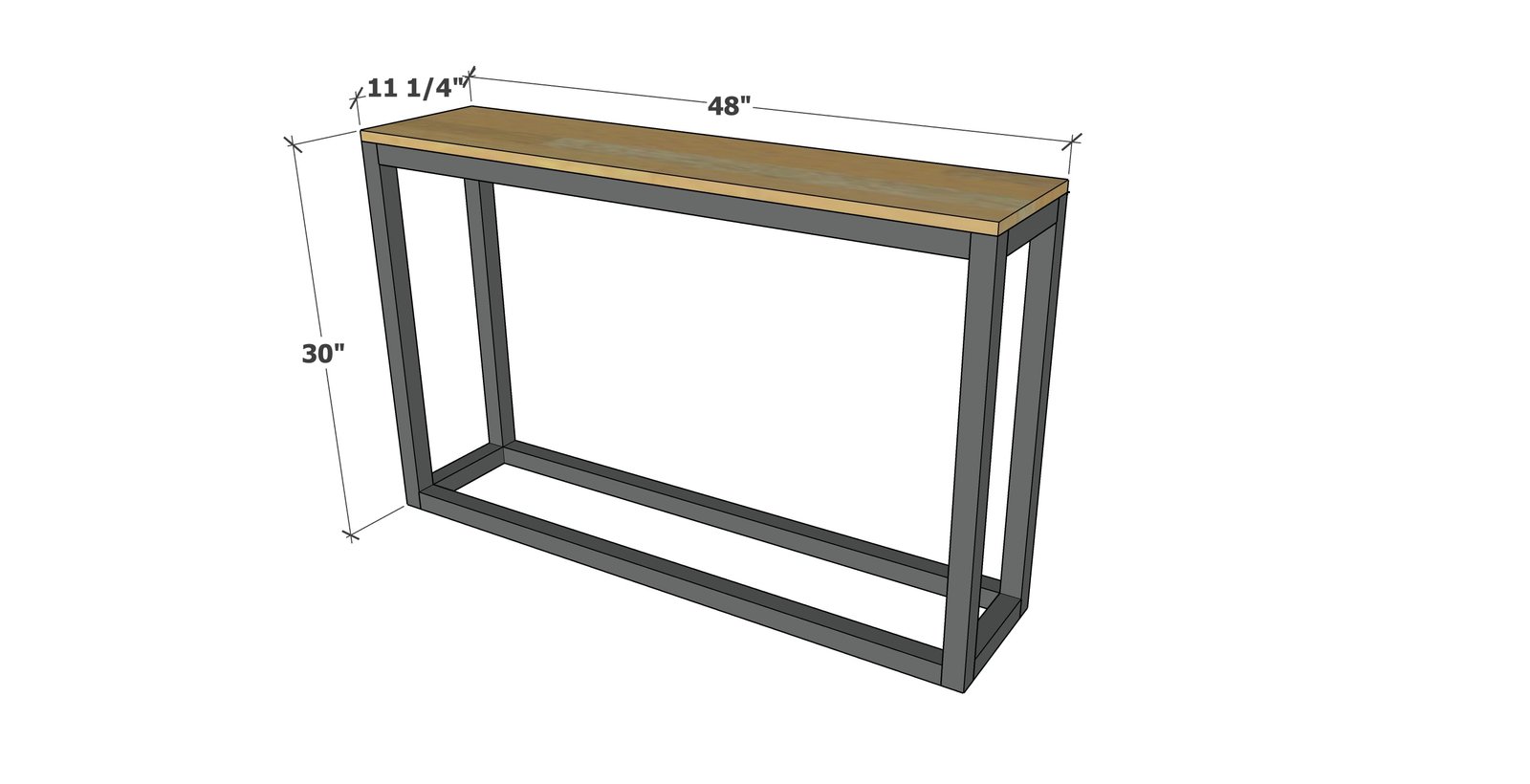 Box Frame Console Table dimension diagram 1