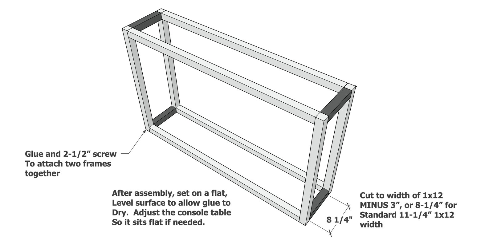 Box Frame Console Table — step 2
