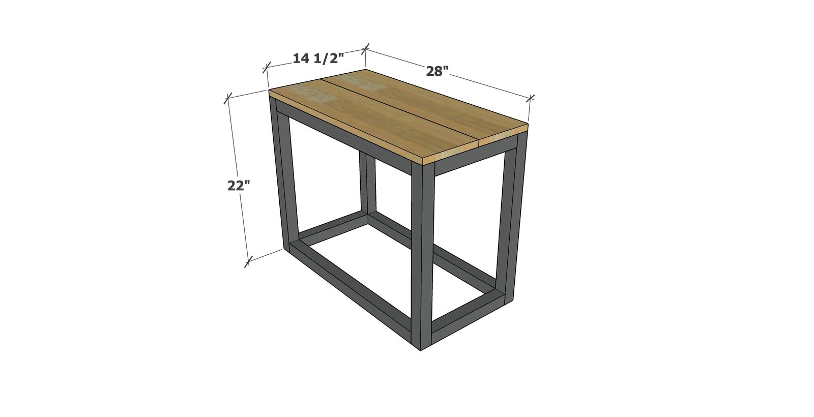 Box Frame Rectangle Side Table dimension diagram 1