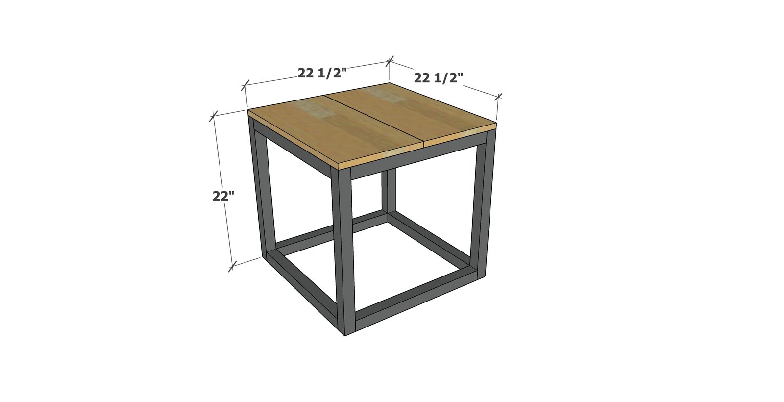 Box Frame Square Side Table dimension diagram 1