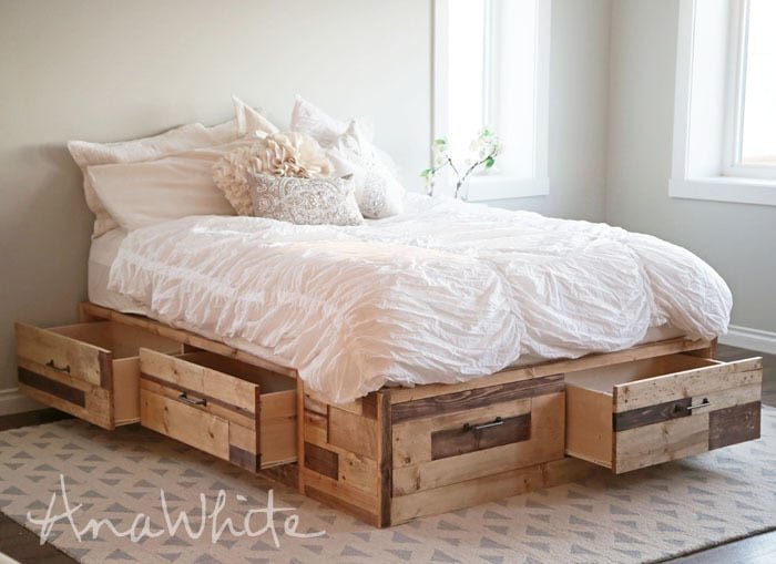 Brandy Scrap Wood Storage Bed with Drawers