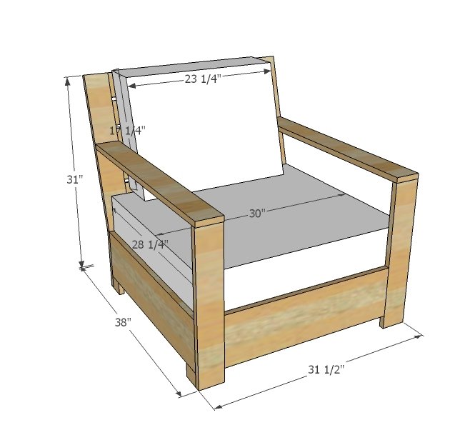 Bristol Outdoor Lounge Chair dimension diagram 1