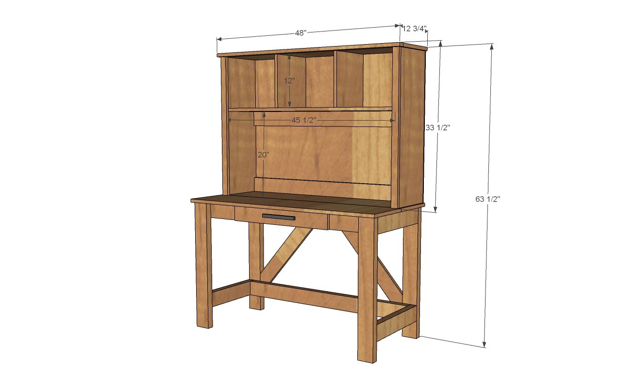 Brookstone Desk Hutch dimension diagram 1
