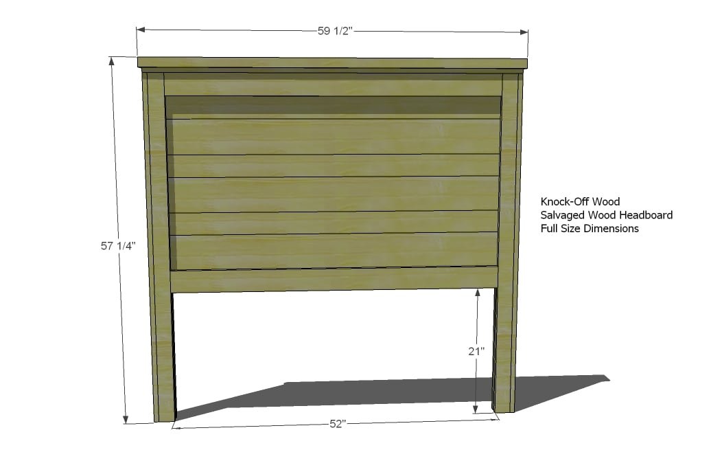 Build a Reclaimed Wood Headboard, Full and Twin Modifications dimension diagram 1