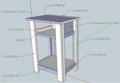 Build a Simple Nightstand dimension diagram 1