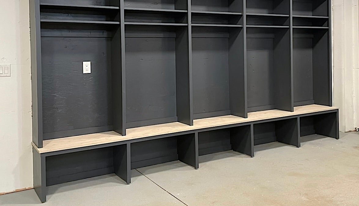 Built in Mudroom Bench with Open Bottom