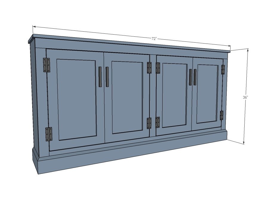 Cabinet Console Table dimension diagram 1